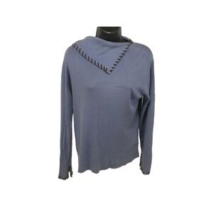 Rebecca Thomas Sweater Womens XL Blue Silk Blend Stitched Cowl‎ Neck Long Sleeve